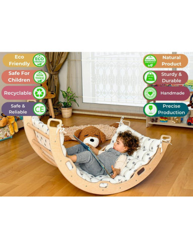 Arco de Escalada Montessori Kidodido con Rampa y Cojín Estrella