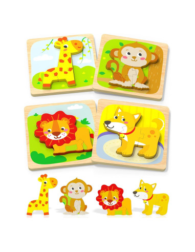 Rompecabezas de Madera Montessori Tonberless 4 Piezas 14.7 cm