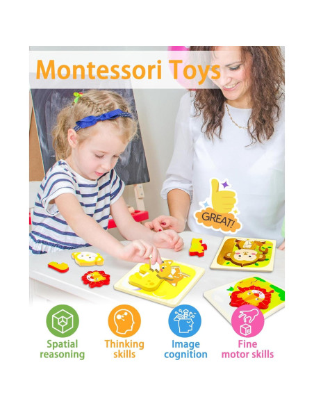 Rompecabezas de Madera Montessori Tonberless 4 Piezas 14.7 cm