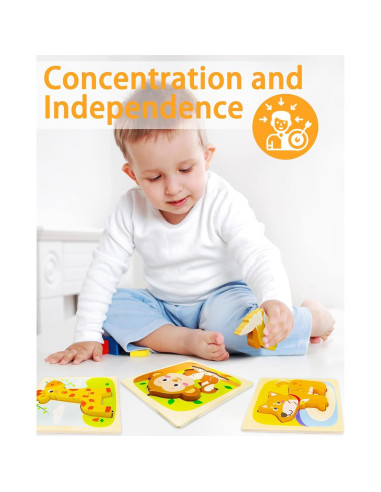 Rompecabezas de Madera Montessori Tonberless 4 Piezas 14.7 cm