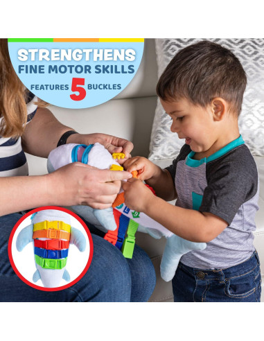 Peluche tiburón educativo Buckle Toy 38x12.7x17.8 cm