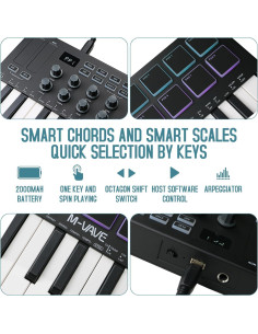 Controlador MIDI USB M-VAVE 25 Teclas con 8 Pads RGB 2