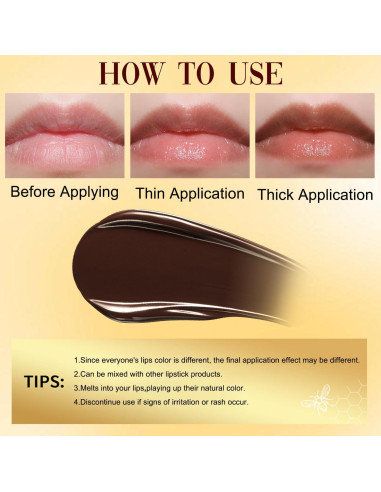 Bálsamo Labial Brillante Mukuns - Miel Negra, Hidratante 2 Unidades