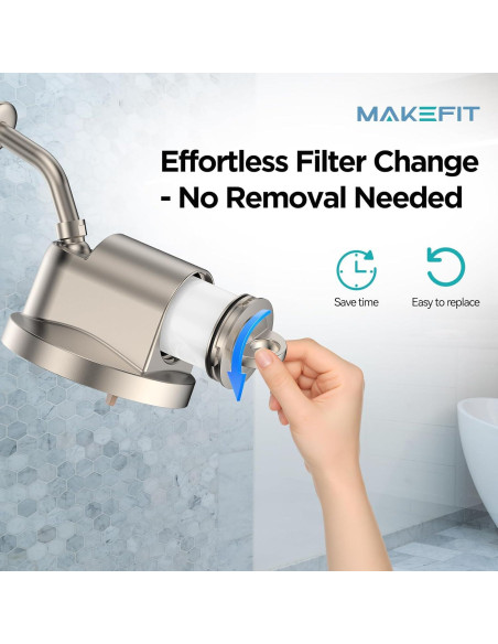Cabezal de Ducha Filtrado MakeFit - Alta Presión 5 Modos - Níquel Cepillado
