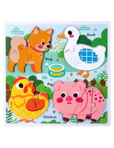 Rompecabezas de Madera HT HONOR de Animales de Granja 30.5 cm
