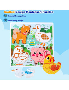 Rompecabezas de Madera HT HONOR de Animales de Granja 30.5 cm 2