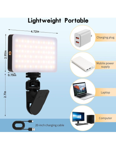 Luz Selfie Portátil YCSXhandpick 90 LED 3 Modos Ajustable