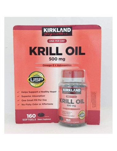 Aceite de Krill Kirkland Signature 500 mg 160 Gelatinas Blandas
