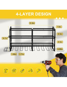 Organizador de Herramientas LADER, Soporte Pared 4 Capas 68 kg 2