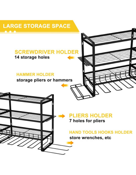 Organizador de Herramientas LADER, Soporte Pared 4 Capas 68 kg