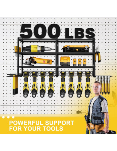 Organizador de Herramientas LADER, Soporte Pared 4 Capas 68 kg
