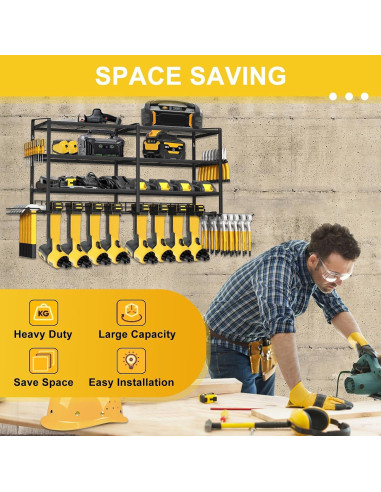 Organizador de Herramientas LADER, Soporte Pared 4 Capas 68 kg