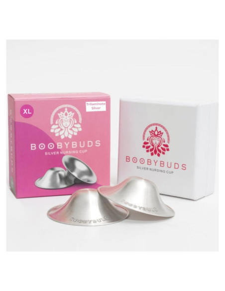 Copas de Lactancia BoobyBuds de Plata 999 - Protectores XL