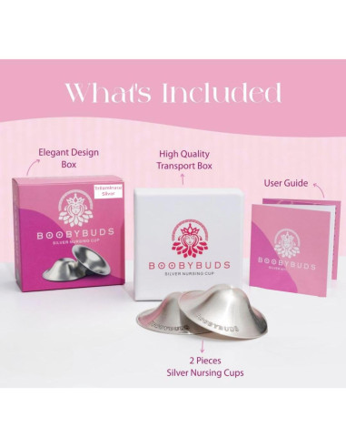 Copas de Lactancia BoobyBuds de Plata 999 - Protectores XL