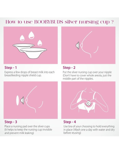 Copas de Lactancia BoobyBuds de Plata 999 - Protectores XL