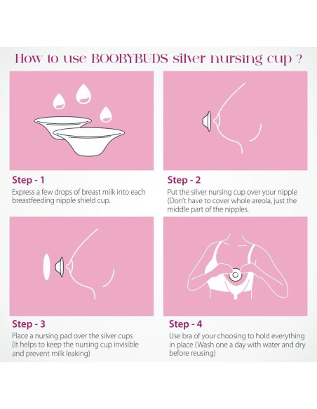 Copas de Lactancia BoobyBuds de Plata 999 - Protectores XL
