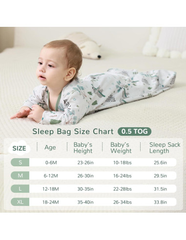 Saco de Sueño JELLYMONI Bebés 6-12 Meses 100% Algodón 0.5 Tog