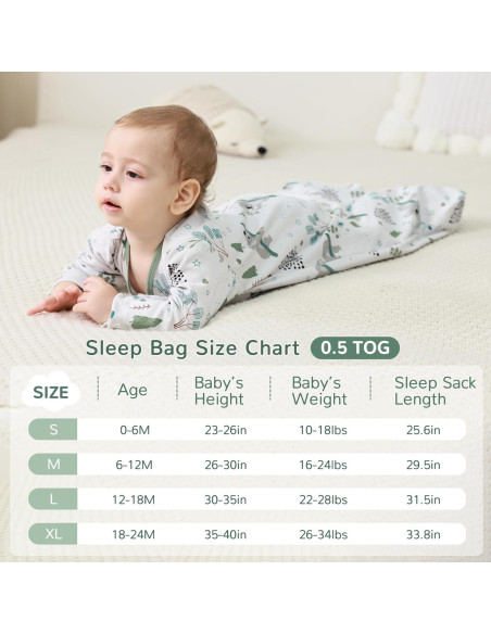 Saco de Sueño JELLYMONI Bebés 6-12 Meses 100% Algodón 0.5 Tog