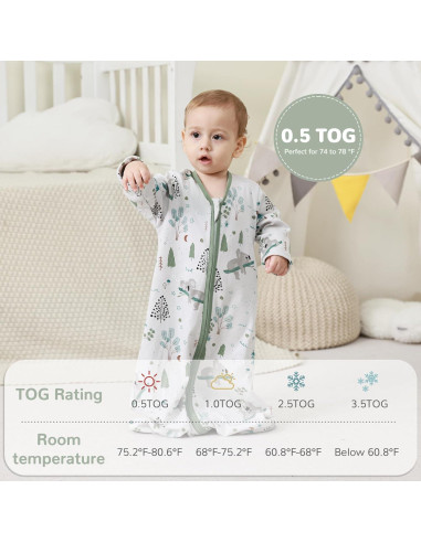 Saco de Sueño JELLYMONI Bebés 6-12 Meses 100% Algodón 0.5 Tog