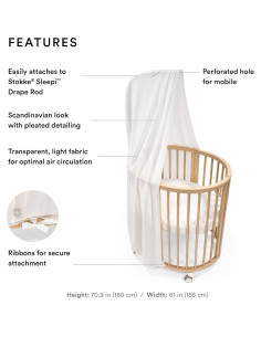 Dosel Stokke Sleepi V3 Blanco - Cuna Mini y Cama - Tela Ligera 2