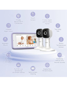 Monitor de Bebé Inteligente Hubble Connected 5" HD Doble Cámara 2