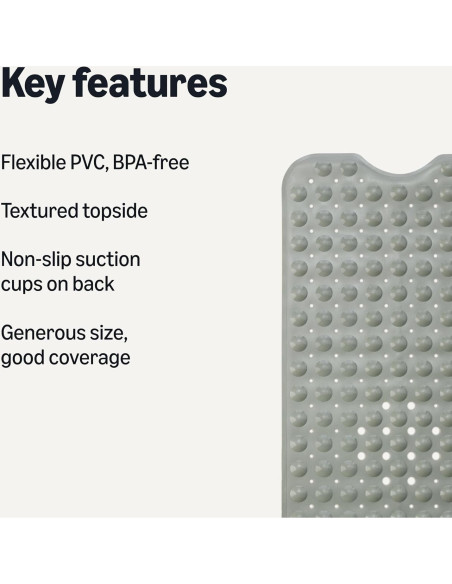 Alfombra de baño antideslizante Amazon Basics 101.6x40.6cm Gris