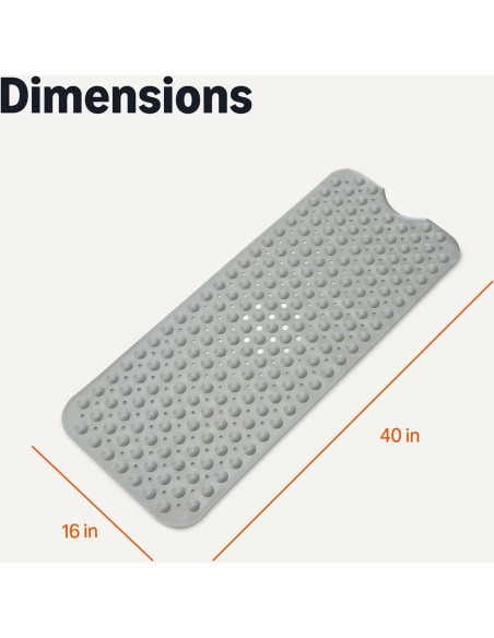 Alfombra de baño antideslizante Amazon Basics 101.6x40.6cm Gris