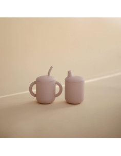 Taza de Entrenamiento Silicona mushie 175 mL Lila Suave 2