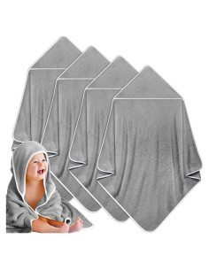Reginary Toallas con Capucha para Bebés 4 Piezas 76x76cm Gris