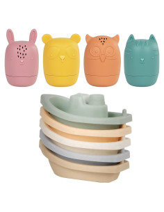 Juguetes de baño Oukitoymer 9 Piezas Silicona Suave