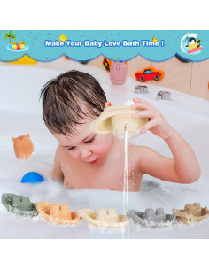 Juguetes de baño Oukitoymer 9 Piezas Silicona Suave 2