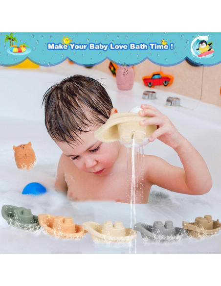 Juguetes de baño Oukitoymer 9 Piezas Silicona Suave