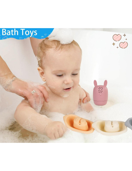 Juguetes de baño Oukitoymer 9 Piezas Silicona Suave