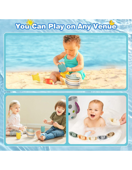 Juguetes de baño Oukitoymer 9 Piezas Silicona Suave