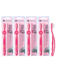Cepillo de Dientes Grin Kids Rosa 100% Reciclado Extra Suave 4 Unidades