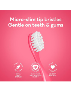 Cepillo de Dientes Grin Kids Rosa 100% Reciclado Extra Suave 4 Unidades 2
