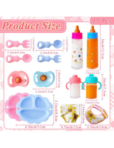 Set de 15 Accesorios para Muñecas Bebé Niurewan - Botellas Mágicas 2