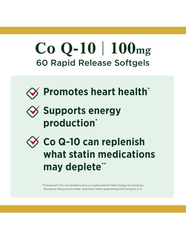 CoQ10 Nature's Bounty 100mg + L-Carnitina 60 Gelatinas Blandas