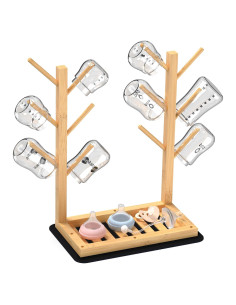 Soporte para Secado de Biberones Alytree de Bambú Natural, 12 Biberones