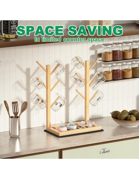 Soporte para Secado de Biberones Alytree de Bambú Natural, 12 Biberones