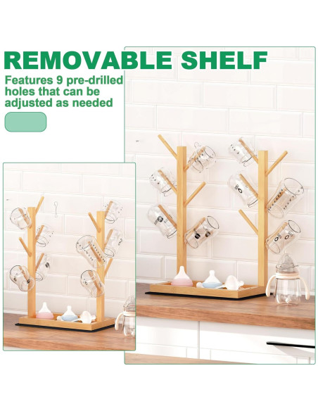 Soporte para Secado de Biberones Alytree de Bambú Natural, 12 Biberones