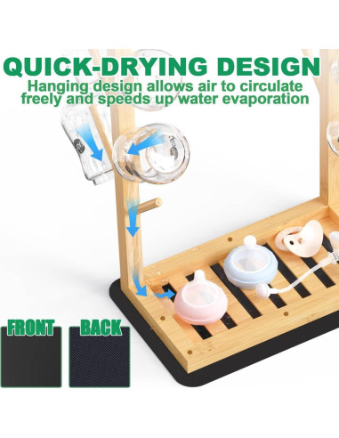 Soporte para Secado de Biberones Alytree de Bambú Natural, 12 Biberones