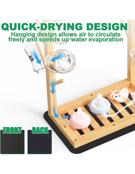 Soporte para Secado de Biberones Alytree de Bambú Natural, 12 Biberones