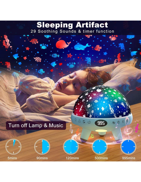 Luz Nocturna ZKYQSHDHX con Proyector y Ruido Blanco para Niños Luz Nocturna ZKYQSHDHX con Proyector y Ruido Blanco para Niños