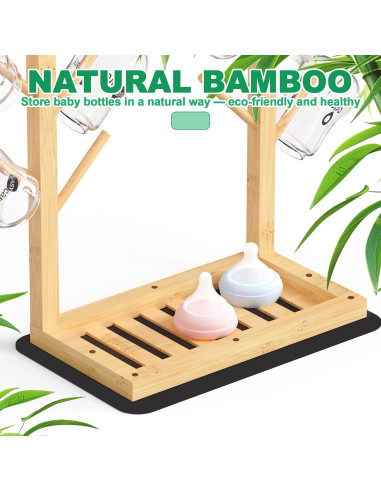 Soporte para Secado de Biberones Alytree de Bambú Natural, 12 Biberones