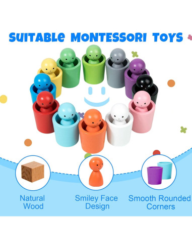 Conjunto de 12 Muñecas de Clasificación de Color KEGOZ - Juguetes Montessori para Niños de 3 a 6 Años