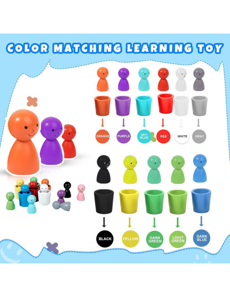 Conjunto de 12 Muñecas de Clasificación de Color KEGOZ - Juguetes Montessori para Niños de 3 a 6 Años