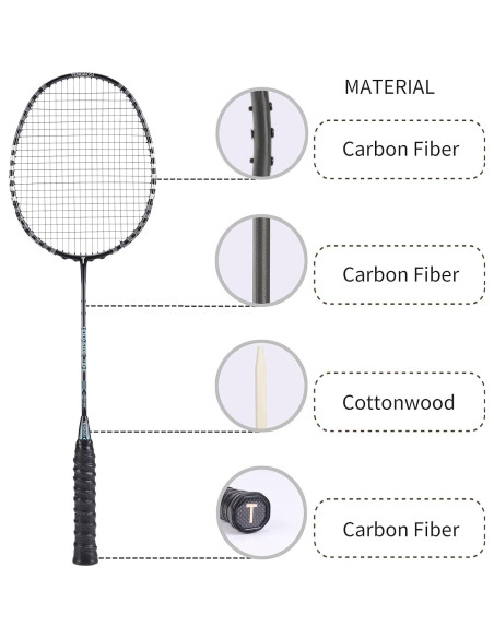 Raquetas de Bádminton TENGAOSI Grafito 2 Pack Livianas