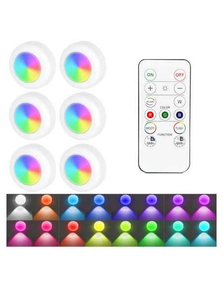 6 Luces LED Inalámbricas KHGUZ para Interior de Automóvil