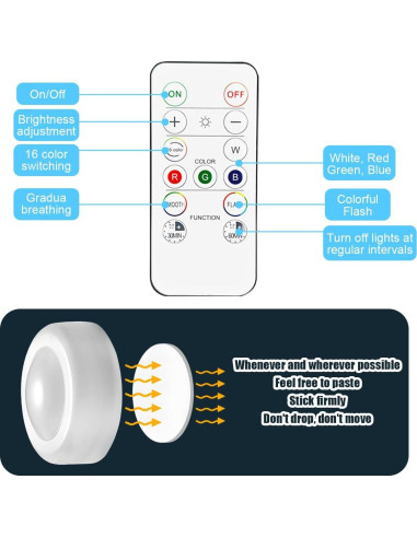 6 Luces LED Inalámbricas KHGUZ para Interior de Automóvil